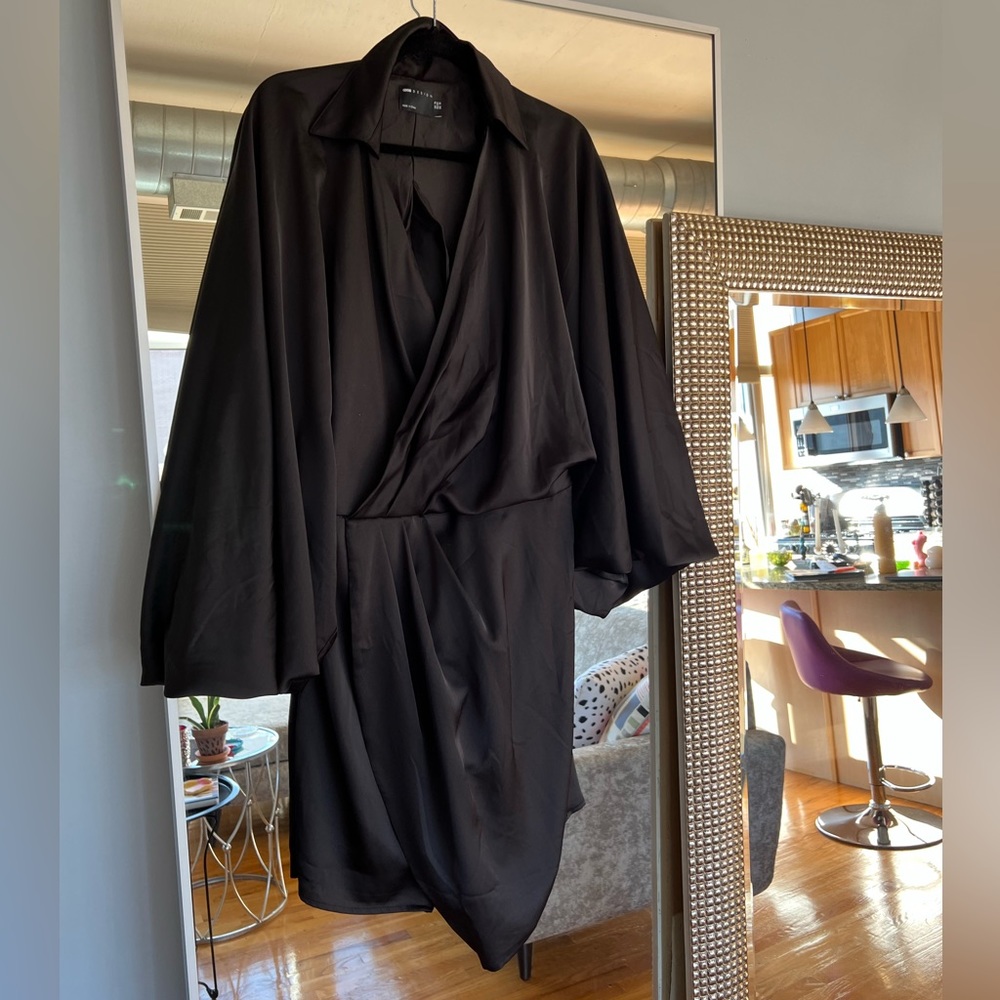 ASOS Black Satin Wrap Dress